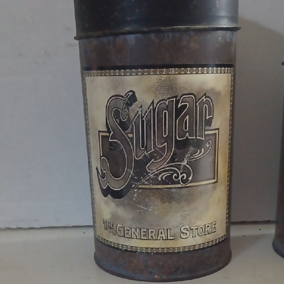 Vintage Style Metal Canister Set - Black and Brown - Picture 2 of 6